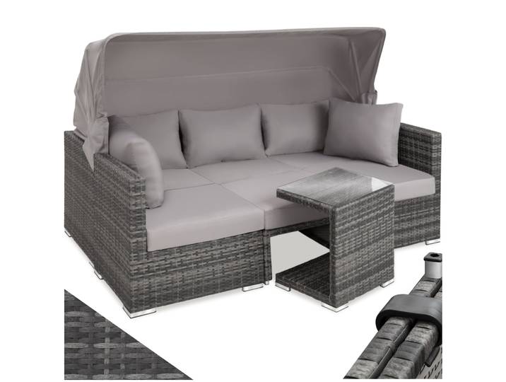 Rattan Lounge mit Aluminiumgestell San Marino - grau