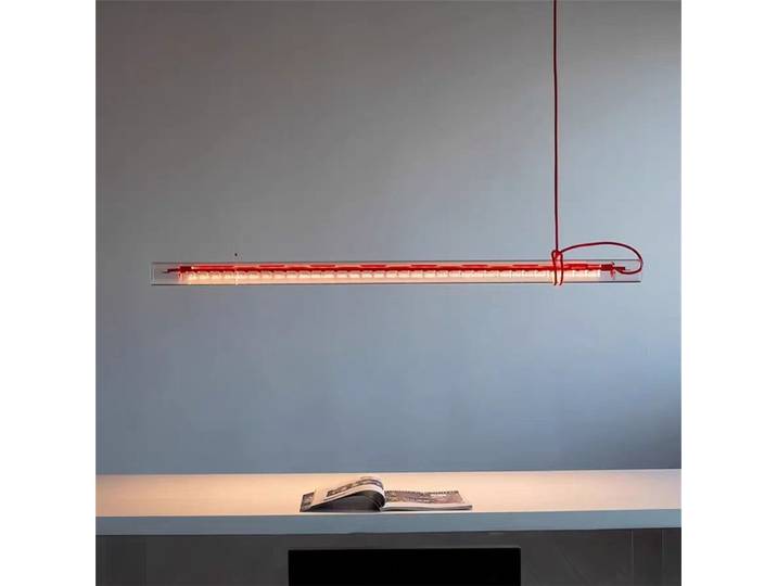 Lampe à suspension tubulaire led longue lampe linéaire en verre Design créatif rouge bleu ligne lampe Restaurant lustre art lampe de cuisine