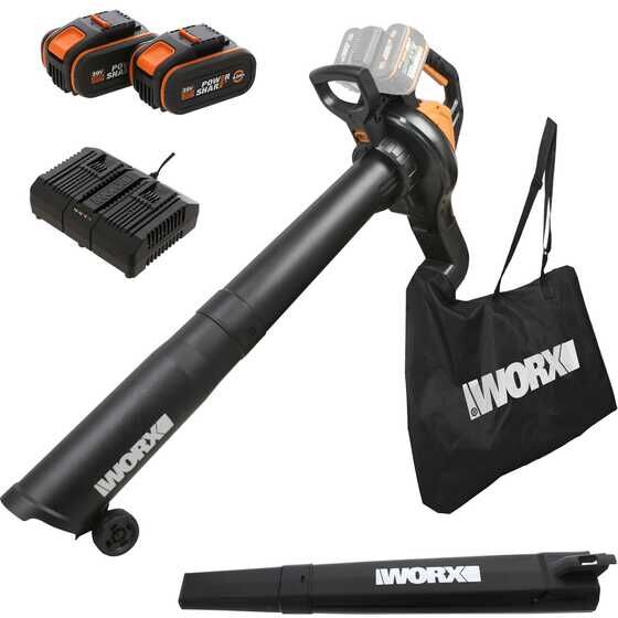 3-in-1- Akku-Laubbläser und -sauger WORX WG583E - 2 x 20-V-Akkus - 4Ah