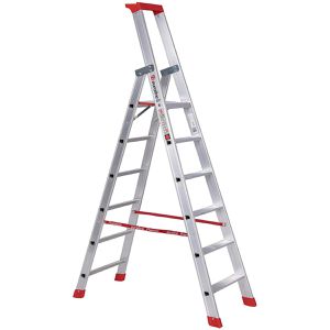 Euroline Stehleiter Nr. 32577, 3257706, mit Plattform, aus Aluminium, bis 150kg, mit 6 Stufen