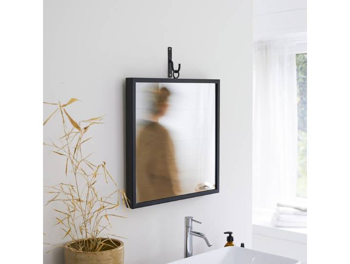 Spiegel aus Metall 50x50 cm in schwarz industreiller Stil Loft Stil neu Tikamoon - Schwarz