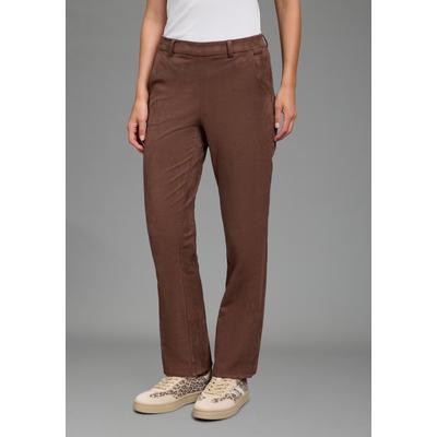 Lederimitathose LAURA SCOTT, Damen, Gr. 34, N-Gr, braun, Obermaterial: 90% Polyester, 10% Elasthan, unifarben, bootcut fit lang, Hosen, Bootcut-Passform, Weiches, elastisches Wildlederimitat