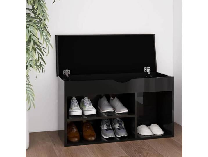 Banc à chaussures - MOTHINESSTO - LY1060 - Noir brillant - 80x30x47cm - Coussin amovible