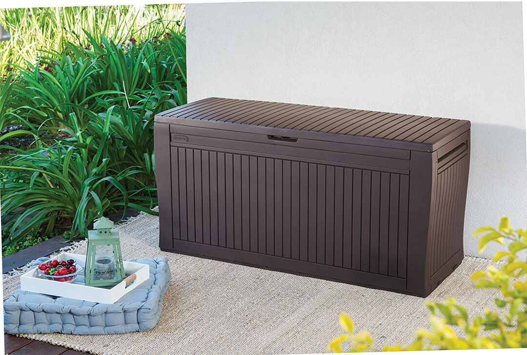 Keter Comfy Outdoor Storage Box 270l Brown Brown 57cm H X 116.7cm W X 44.7cm D