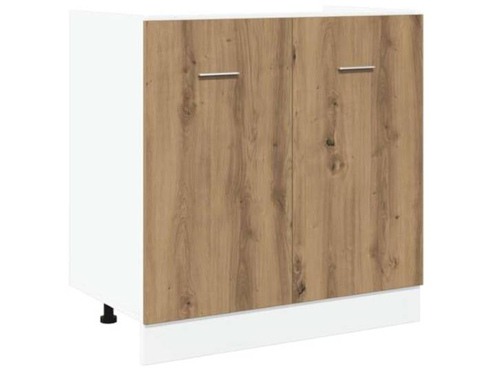 fsahslih Spülenschrank Lyon Artisan-Eiche 80x46x81,5 cm Holzwerkstoff Praktischer Küchenunterschrank ohne Arbeitsplatte mit 2 Türen für viel Stauraum in der Küche oder Spülküche.