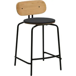 Curious Counter Stuhl dunkelgrau mit gepolstertem Sitz mit schwarzen Beinen