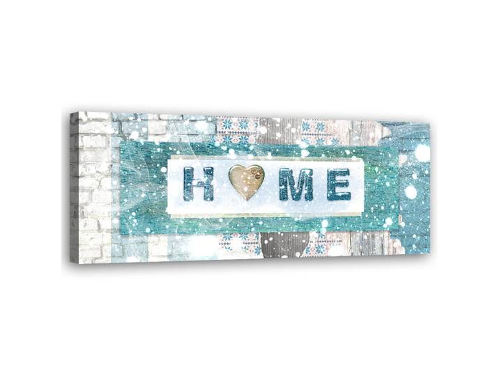 Feeby Wandbild türkis home schriftzug, Blau, Sprichwort/Zitat, Rechteckig, 90x30 cm, Bilder & Rahmen, Bilder, Leinwandbilder