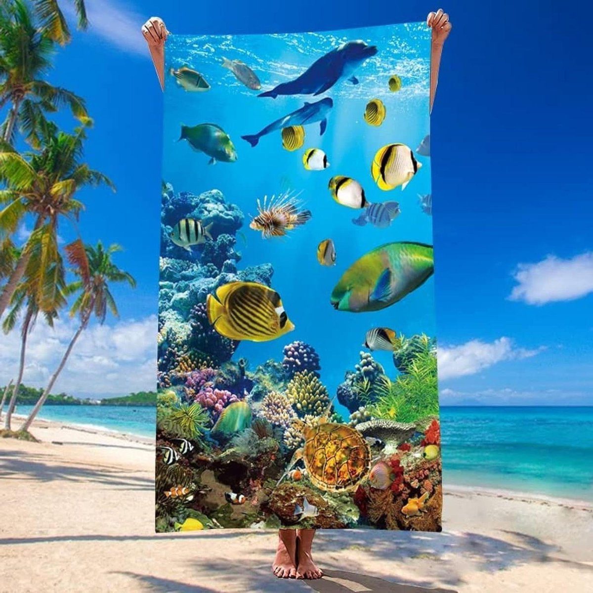 Strandlaken Oceaan Blauw - Extra Groot Microvezel Handdoek - 200 x 200 cm