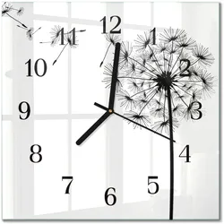 WANDUHR aus Glas 30x30 cm - Löwenzahn