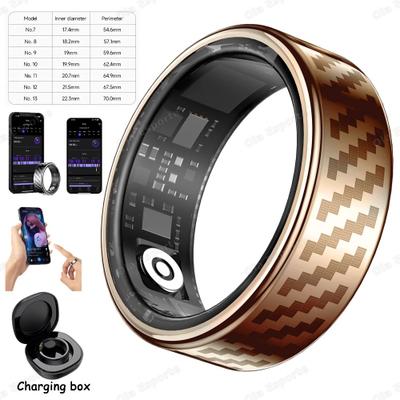 Uplift Treasures Smart Fitness Ring With Charging Case rose Gold With Box 8