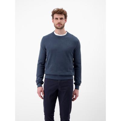 Strickpullover LERROS "Sportiver Strickpullover", Herren, Gr. L, blau (classic navy), 100% Baumwolle, Rundhals, Pullover Strickpullover, Grober Strickpullover in Two-Tone-Optik, sportlicher Stil