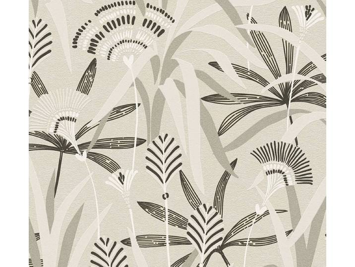 BLOEMEN BEHANG Retro stijl - Zwart Wit Grijs - A.S. Création French Affair