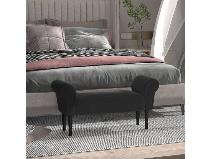 Homcom Repose-pieds Banc de chevet avec accoudoirs Banc de chambre rembourré