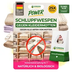 Green Guardia Schlupfwespen gegen Kleidermotten: 4x Lieferungen zur Vollbehandlung / 25