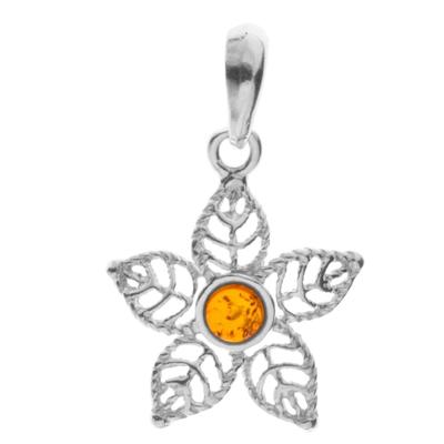 Kettenanhänger OSTSEE-SCHMUCK "Ostsee-Schmuck Anhänger Blüte Anhänger Blüte", weiß, Schmuckanhänger, Damen, 27x18mm, Silber 925 (Sterlingsilber), 1,5 g, Kettenanhänger