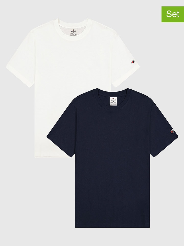 Champion 2er-Set: Shirts in Dunkelblau/ Weiß - S