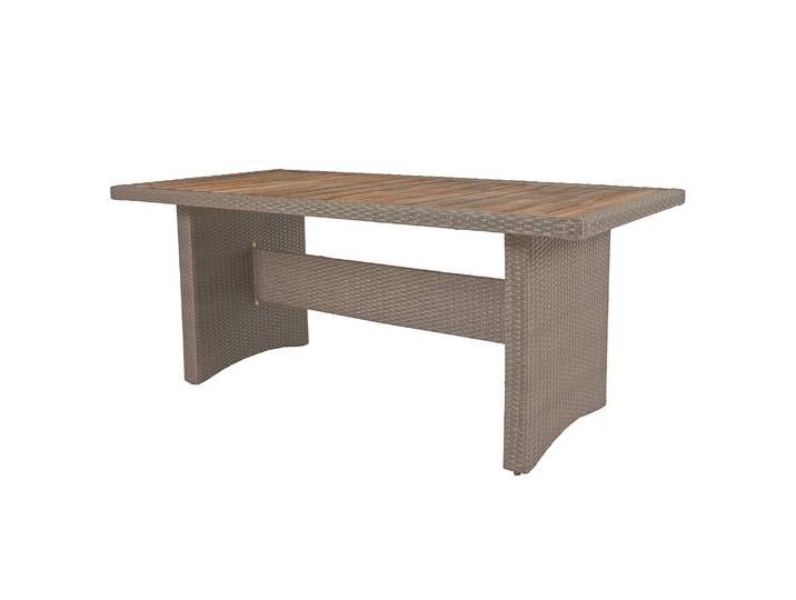 Gartentisch Braga Polyrattan Aluminium Akazie Massiv, naturbelassen 90 x 180cm Braun/Beige/Braun/Beige