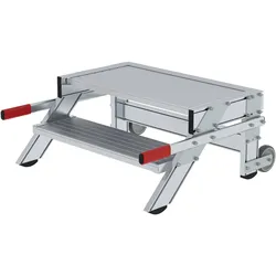 Munk, Leiter + Gerüst, Arbeitspodest fahrbar, Stufenbreite 800 mm, Aluminium geriffelt 2 Stufen (Gerüst, 88.50 cm)
