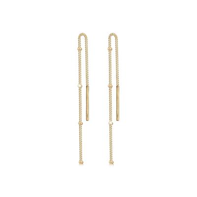 Paar Ohrhänger ELLI "Ohrringe Hänger Durchzieher Kugel Minimal Basic 925 Silber" Gr. 96, gold, Ohrringe, Damen, 96, ohne Stein, Silber 925 (Sterlingsilber)