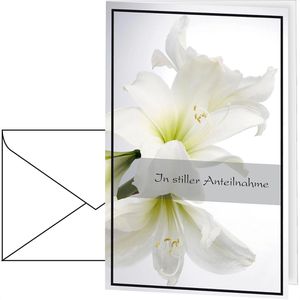 Sigel Trauerkarten DS006, Amaryllis, ca. DIN lang, inkl. Umschlag, 10 Stück