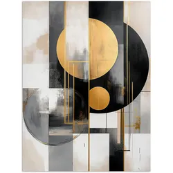 POSTER Abstrakt - Gold - Silber - Formen - Ästhetisch - Modern Deko Wohnzimmer 60x80 cm