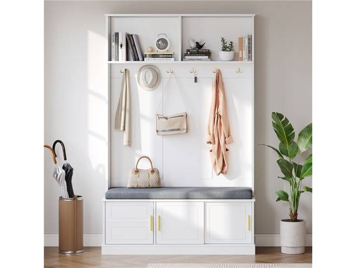 Garderobe d'entrée compacte blanc 120×40×191 cm