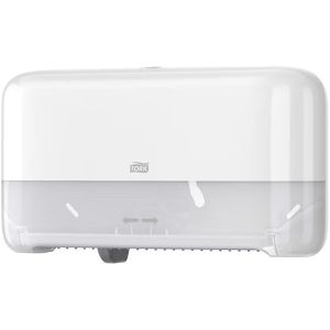 Tork Toilettenpapierspender Elevation, OptiServe, 558060, T7, aus Kunststoff, für 2 Kleinrollen, weiß