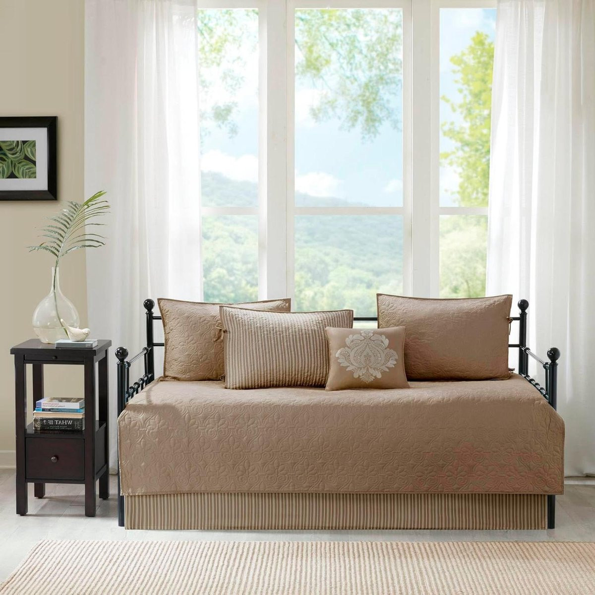 Wit 6-delig Daybed Beddengoed Set met Gewatteerde Sprei