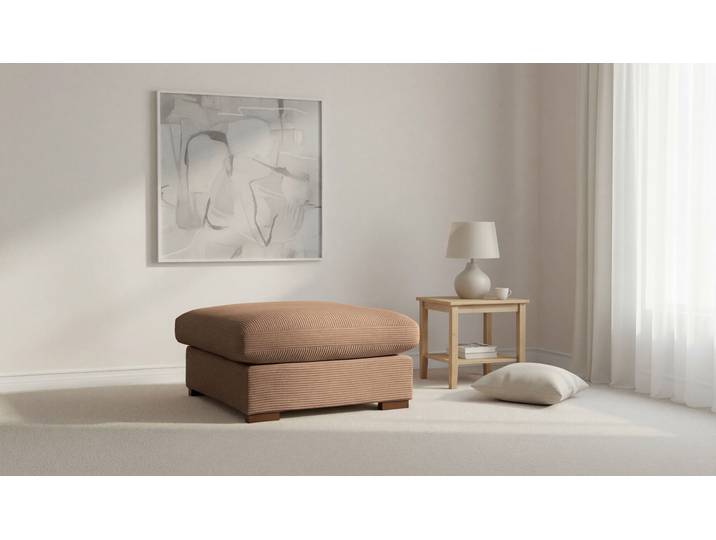 Polsterhocker GOODPRODUCT Coray , braun (light braun), B:92cm H:47cm T:92cm, 100% Polyester, Hocker, Polsterhocker, mit Federn und Daunen