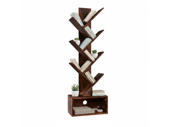 Relaxdays Bücherregal 6 Ebenen Baum-Design