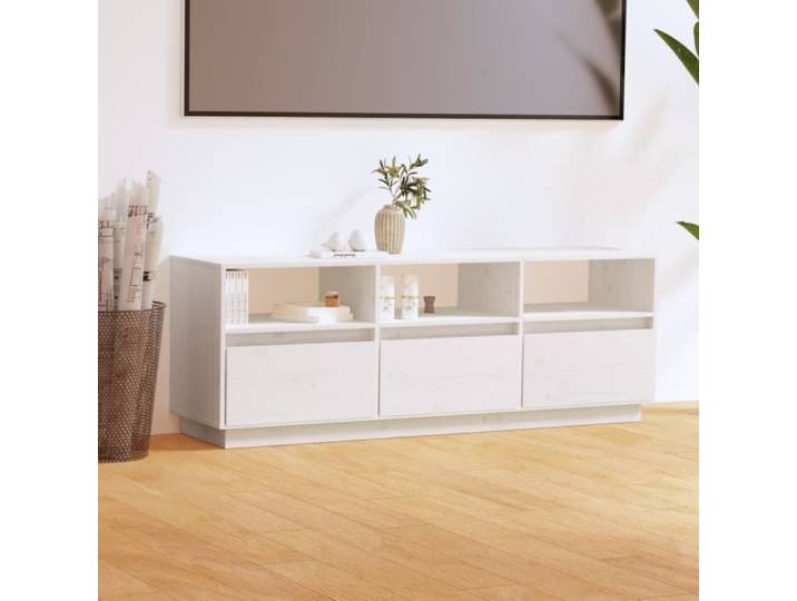 Meuble TV - AKOZON - 140x37x50 cm - Bois de pin massif - Montage requis - Salon