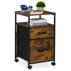 Relaxdays Industrial Rollcontainer 2 Schubladen Braun,Schwarz