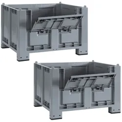 BRB 2x Palettenbox mit Kommissionierklappe und 4 Füßen, LxBxH 1200x800x850 mm