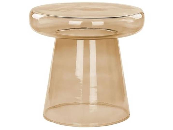 Beliani Beistelltisch Rauchglas braun rund 39cm Wohnzimmertisch Couchtisch Retro Caldera