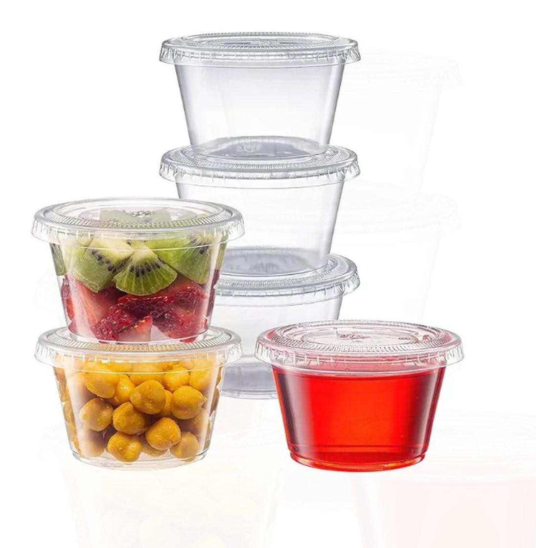 PolkaHome Set van 50 BPA-vrije plastic bakjes met deksels, 150 ml