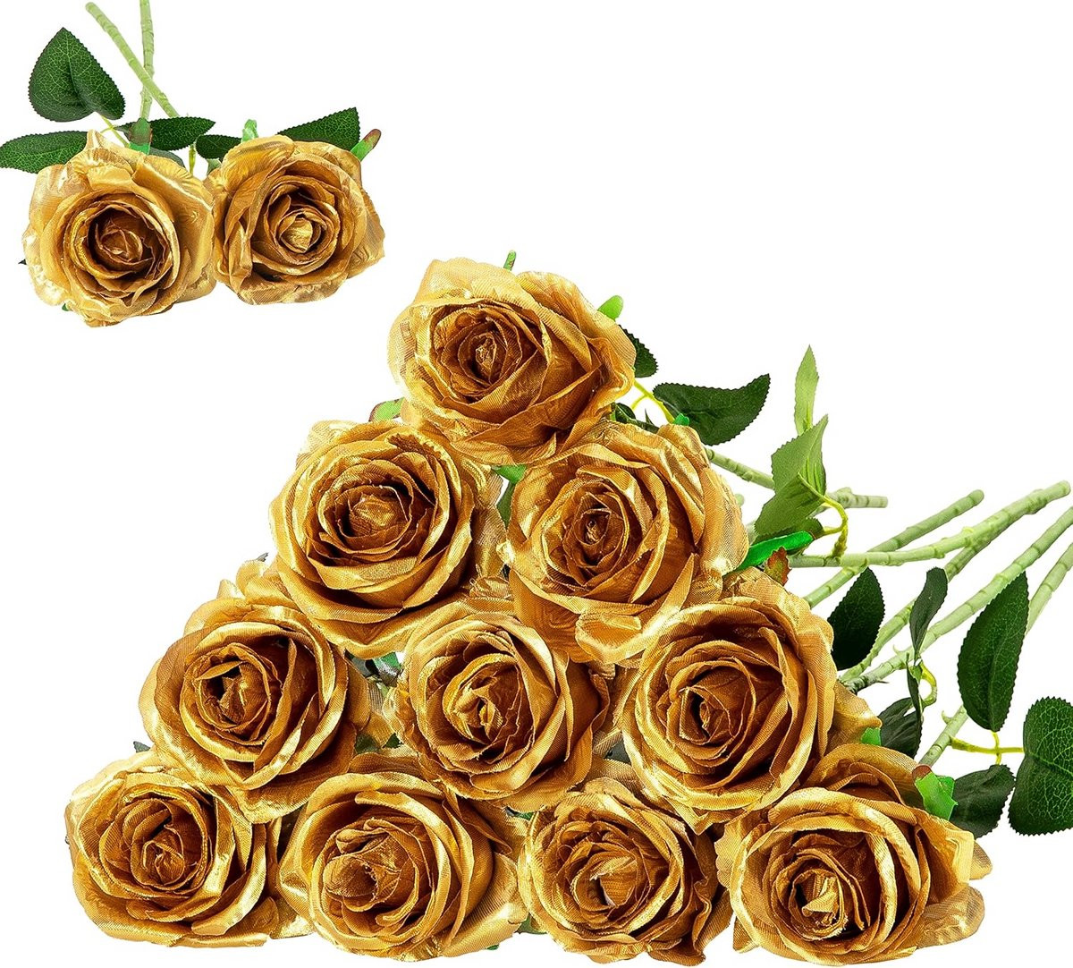 12 stuks witte zijden kunstbloemen rozenboeketten voor decoratie