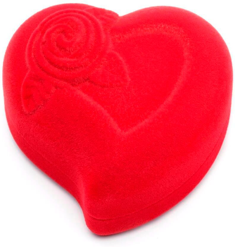 Unique Rotes Geschenketui aus Samt Herz und Rose rot