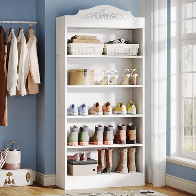 YUZHOU 5-Tier White Shoe Rack, Freestanding Shoe Storage Cabinet for 20-25 Pairs for Entryway, Closet