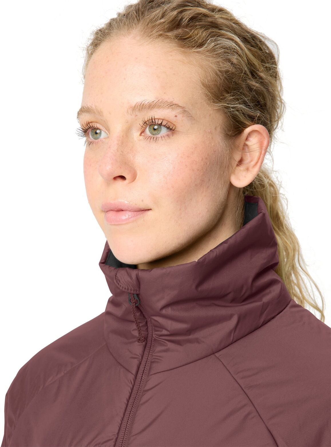 Fahrradjacke VAUDE "WOMEN'S WINTRY INSULATION JACKET", Damen, Gr. 36, braun (ruby dusk), Obermaterial: 100% Polyester. Futter: 100% Polyester. Wattierung: 100% Polyester, Jacken Fahrradjacke, sportlicher Stil, mit PrimaLoft-Wattierung, hoher Stehkragen ru