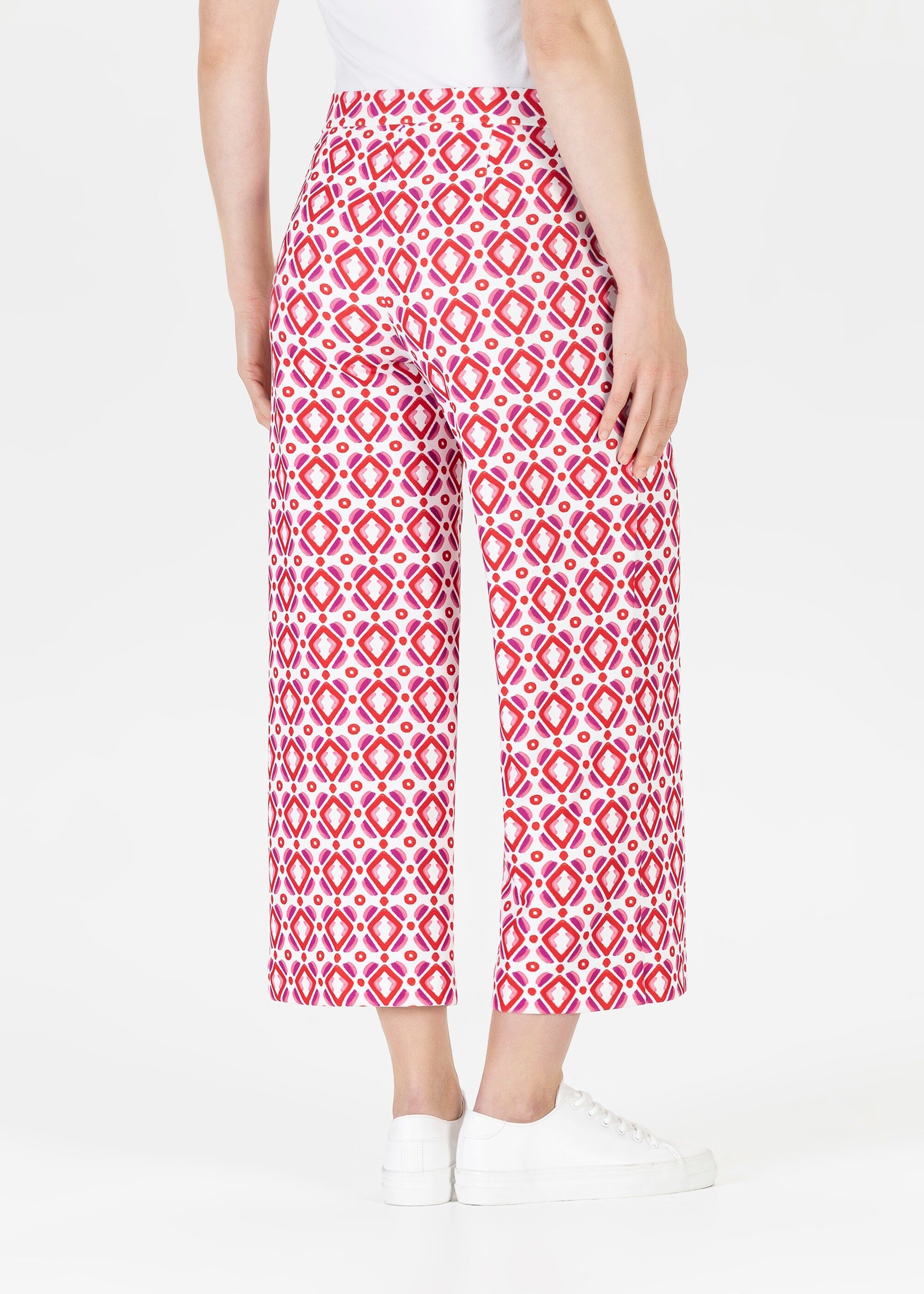 3/4-Hose STEHMANN, Damen, Gr. 40, N-Gr, bunt (grenadine,2701), Web, Obermaterial: 95% Polyester, 5% Elasthan, gemustert, 3/4-Länge, Hosen 3/4-Hose, mit grafischem Muster grenadine,2701 40, N-Gr