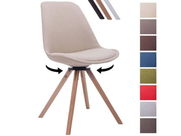 Chaise de visiteur CLP Troyes - Assise en tissu crème - Piétement en bois de hêtre - Style contemporain