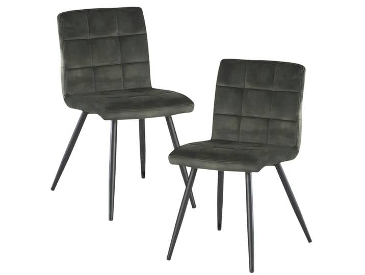 Lot de 2 chaises en velours capitonné kaki design moderne