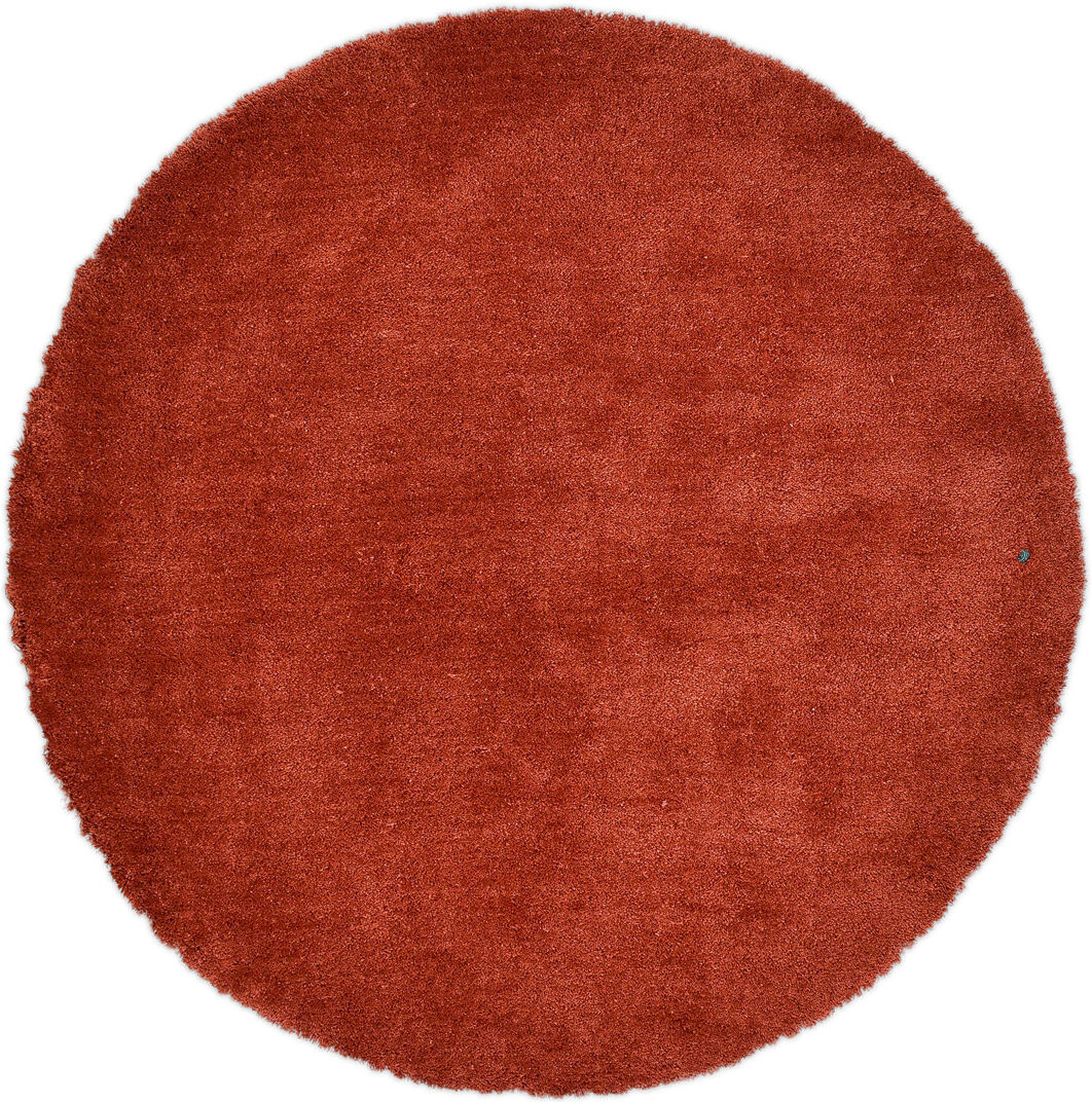 Tom Tailor Solid Colour Hand Tufted Shag Area Rug Orange Round 140cm