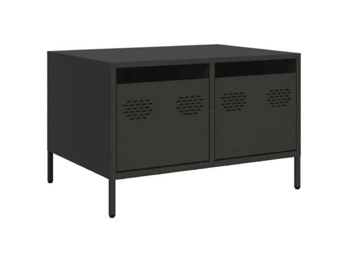 LKJephalotrop TV-Schrank Schwarz 68x50x43,5 cm Kaltgewalzter Stahl Kompakter Metall-Lowboard im Industrie-Design mit 2 Schubladen für Schlafzimmer und Wohnzimmer, verstellbare Stellfüße.