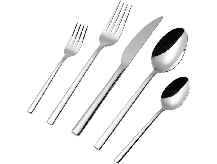 Besteck-Set HANSEATIC SMART, wahlweise 30, 42, 60 oder 84 Teile, für 6 oder 12 Personen , silber (silberfarben), 30 Stk., Edelstahl 18/10, Essbesteck-Sets, Besteck-Set, in glänzender oder matter Optik, je nach Set mit Fisch-/Steakmessern