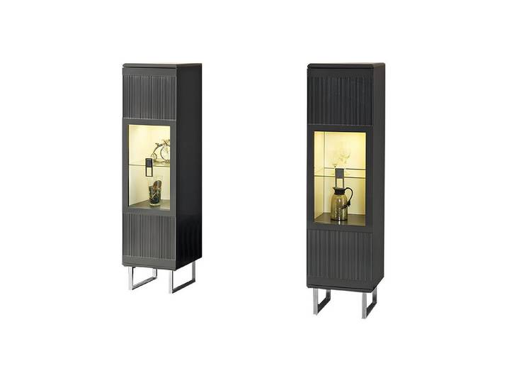 Xlmoebel Vitrine Wohnzimmermöbel aus grauem Holz mit modernen Vitrinen und Schränken (Komplette 2tlg Vitrinen) Hergestellt in Europa