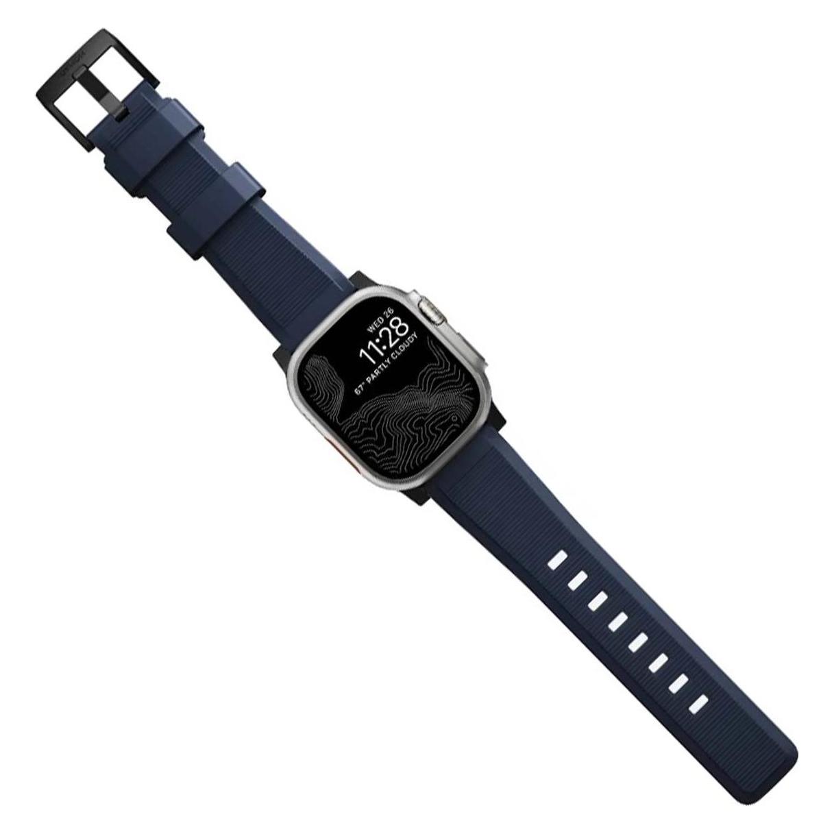Nomad Rugged Strap Atlantic Blue Connector Black 42/44/45/49mm (42 mm, 44 mm, 45 mm, 49 mm, Kautschuk, Kunststoff, Reifen) (NM01295785)