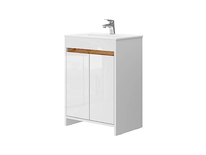 Vicco Waschbeckenunterschrank Lemgo, Weiß Hochglanz 60 cm