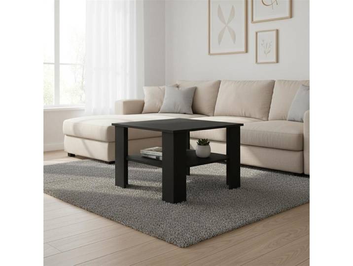 Table basse noire 60x60x42 cm en bois d'ingénierie