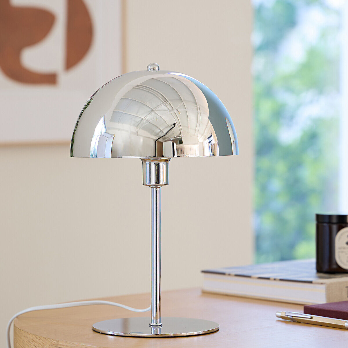LA REDOUTE INTERIEURS Lampe à poser champignon en métal fer chrome, Capi